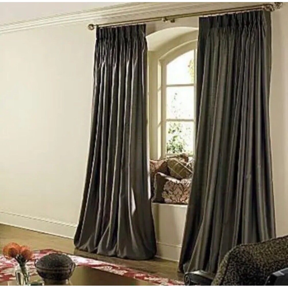 JCP Home Chris Madden Pinch Pleat Lined Curtains Drapes 24x83 Brown Henna Pair